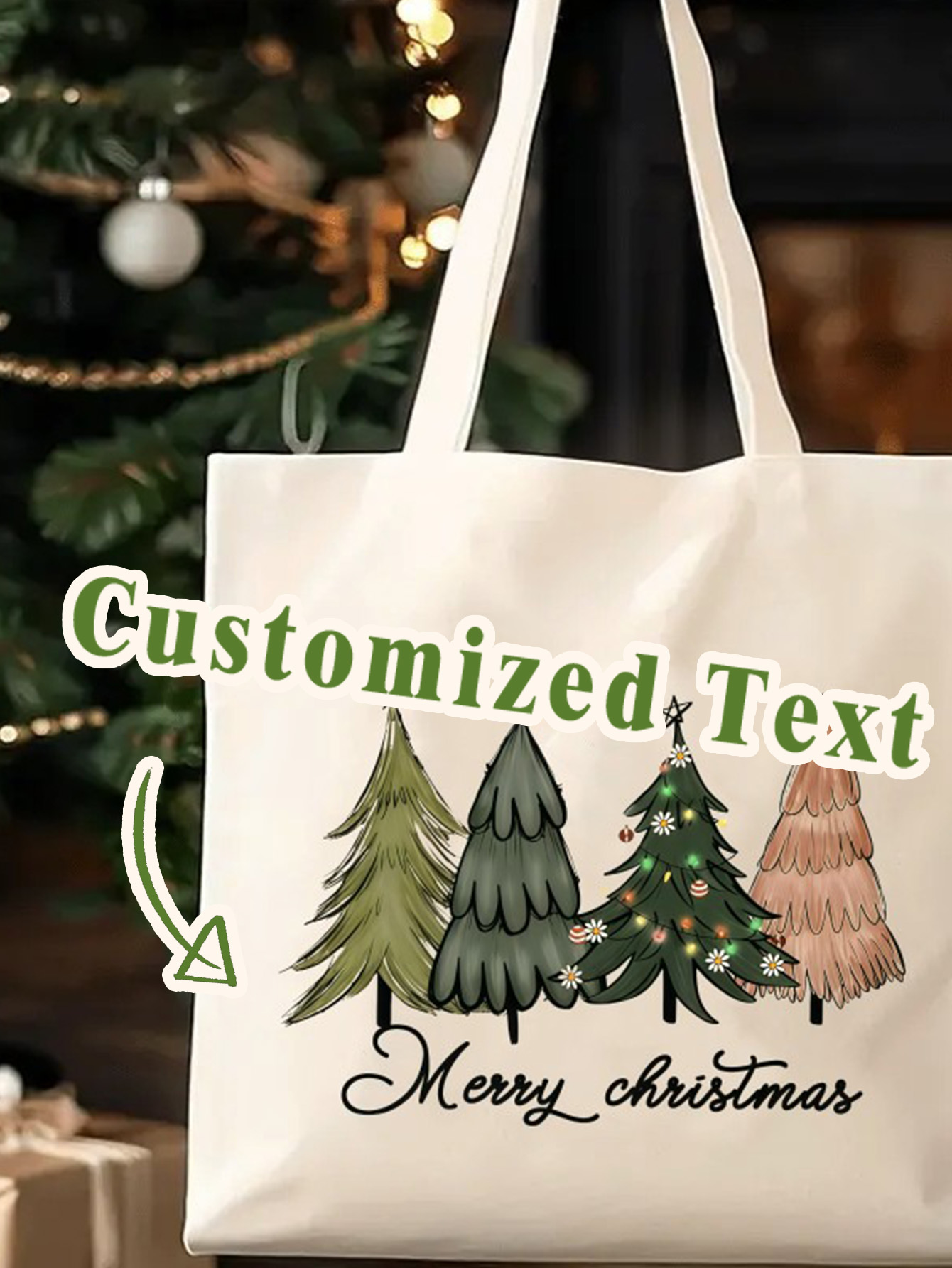 DIY Personalized Christmas Tree Tote Bag